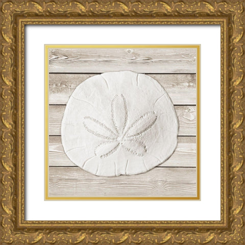 Sand And Sea On Wood Background I Gold Ornate Wood Framed Art Print with Double Matting by Rodriguez, Jairo