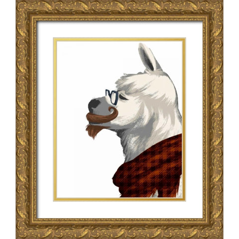 Wise Llama Gold Ornate Wood Framed Art Print with Double Matting by SD Graphics Studio