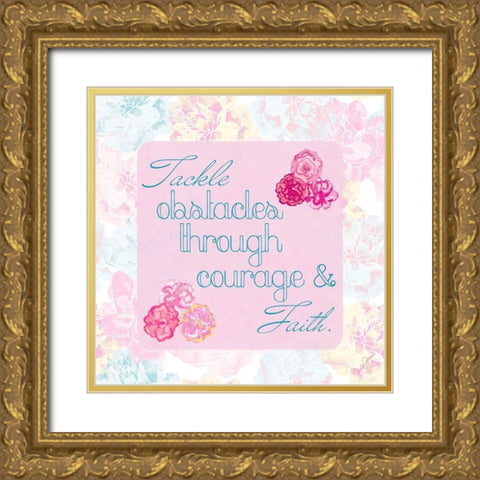 Faith and Love Floral I Gold Ornate Wood Framed Art Print with Double Matting by James, Nola