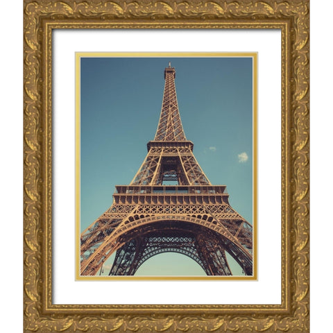 Vintage Eiffel Gold Ornate Wood Framed Art Print with Double Matting by Navas, Emily