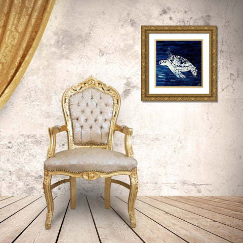 Swim Along I Gold Ornate Wood Framed Art Print with Double Matting by DeRice, Julie
