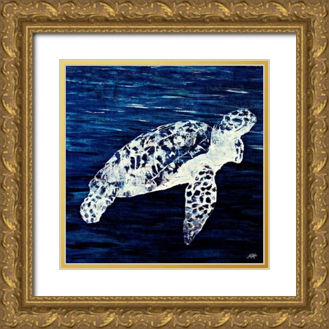 Swim Along II Gold Ornate Wood Framed Art Print with Double Matting by DeRice, Julie
