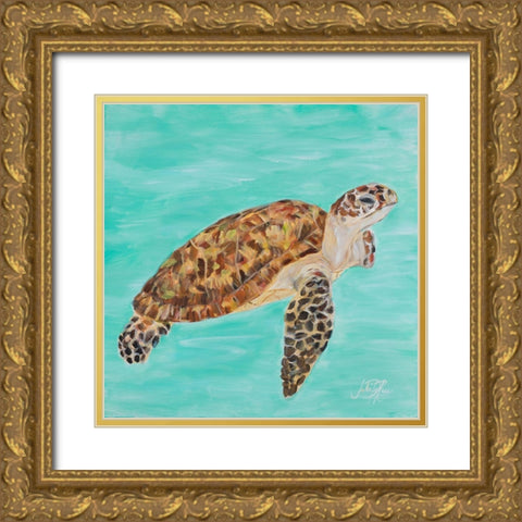Sea Turtle I Gold Ornate Wood Framed Art Print with Double Matting by DeRice, Julie