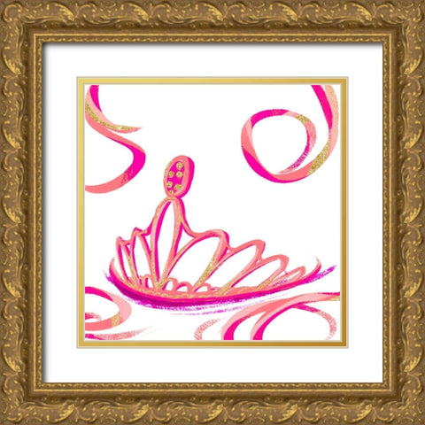 Bright Gold Ballet III Gold Ornate Wood Framed Art Print with Double Matting by SD Graphics Studio