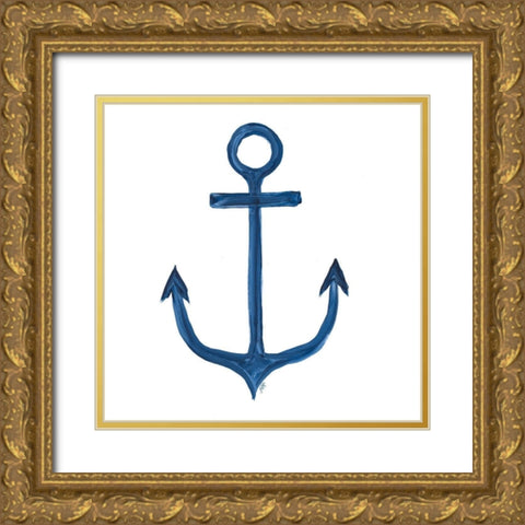 Anchor Ship Gold Ornate Wood Framed Art Print with Double Matting by DeRice, Julie