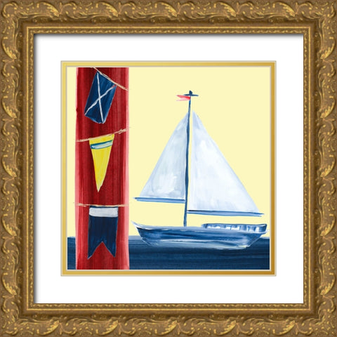 Sailboat On The Sea Gold Ornate Wood Framed Art Print with Double Matting by DeRice, Julie