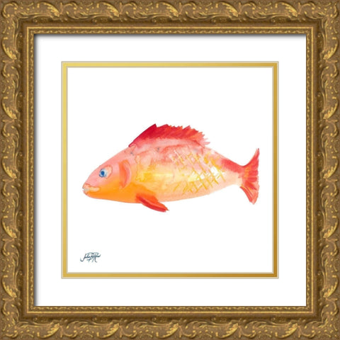 Fish IV Gold Ornate Wood Framed Art Print with Double Matting by DeRice, Julie