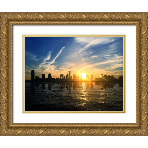 Sailing Views of NY Gold Ornate Wood Framed Art Print with Double Matting by Acosta