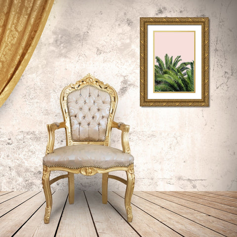 Tropical Leaves on Blush II Gold Ornate Wood Framed Art Print with Double Matting by Acosta