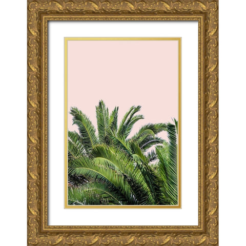 Tropical Leaves on Blush II Gold Ornate Wood Framed Art Print with Double Matting by Acosta