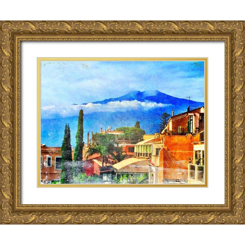 Pueblo Gold Ornate Wood Framed Art Print with Double Matting by Acosta