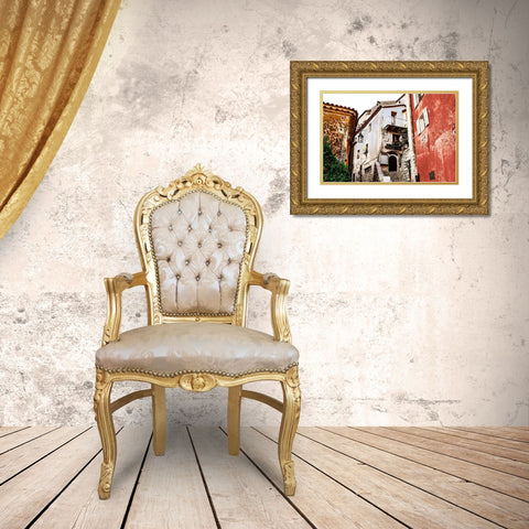Corner Townhouse Gold Ornate Wood Framed Art Print with Double Matting by Acosta