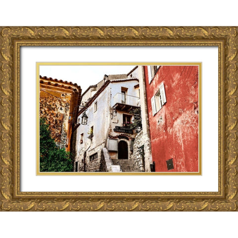 Corner Townhouse Gold Ornate Wood Framed Art Print with Double Matting by Acosta