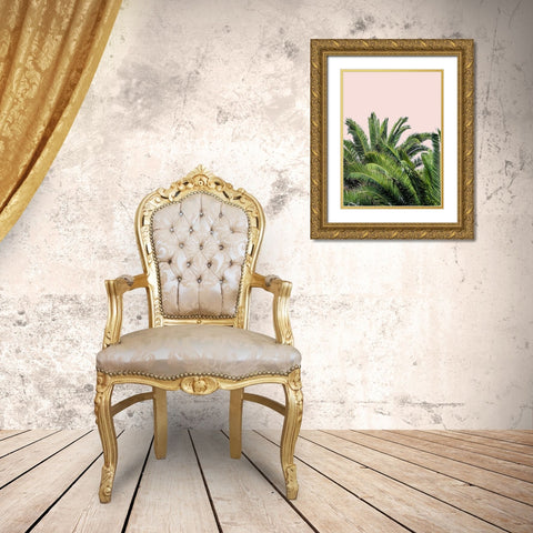 Tropical Leaves on Blush II Gold Ornate Wood Framed Art Print with Double Matting by Acosta