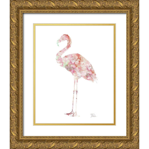 Flowers In Flamingo Gold Ornate Wood Framed Art Print with Double Matting by Pinto, Patricia