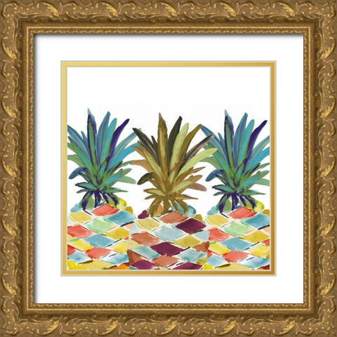 Pumped Up Pineapples Gold Ornate Wood Framed Art Print with Double Matting by DeRice, Julie