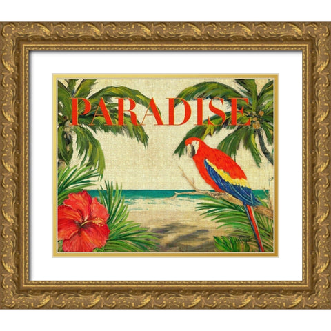Tropical Paradise Gold Ornate Wood Framed Art Print with Double Matting by DeRice, Julie