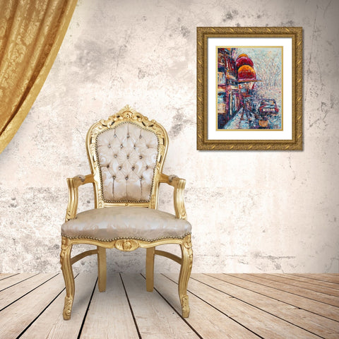 Big Apple Blizzard Gold Ornate Wood Framed Art Print with Double Matting by Coolick, Ann Marie