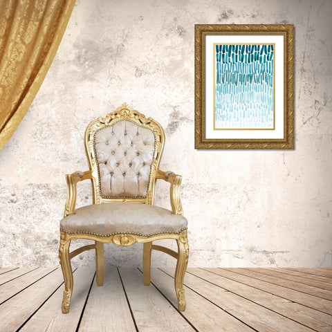 Watercolor Raindrops Gold Ornate Wood Framed Art Print with Double Matting by Coolick, Ann Marie