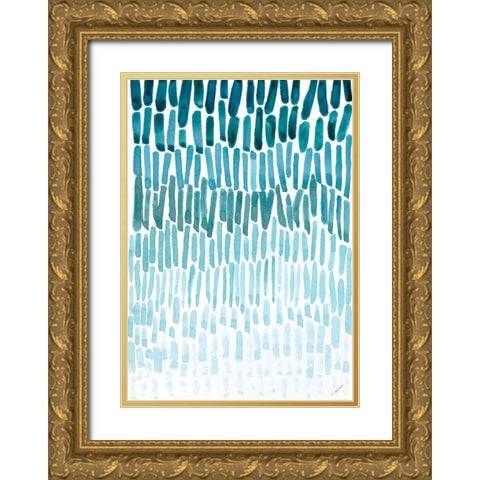 Watercolor Raindrops Gold Ornate Wood Framed Art Print with Double Matting by Coolick, Ann Marie