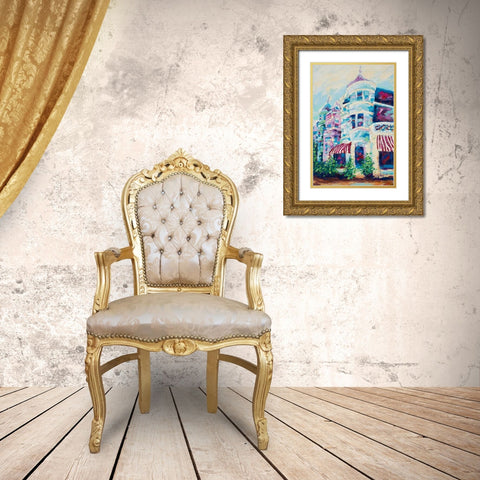 Small Town Corner Gold Ornate Wood Framed Art Print with Double Matting by Coolick, Ann Marie