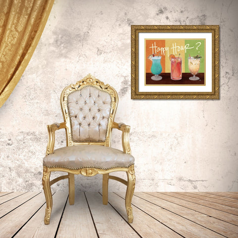 Happy Hour Drinks Gold Ornate Wood Framed Art Print with Double Matting by Medley, Elizabeth