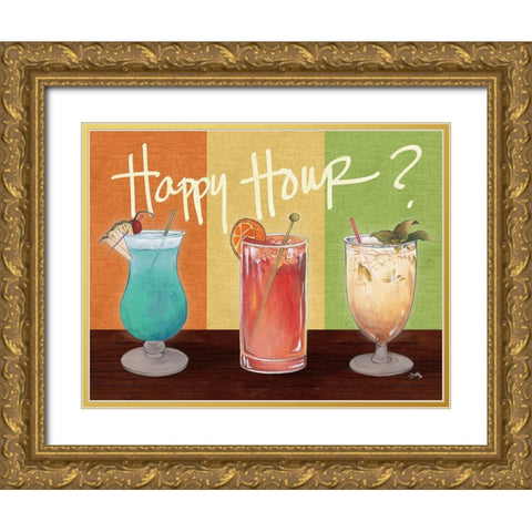 Happy Hour Drinks Gold Ornate Wood Framed Art Print with Double Matting by Medley, Elizabeth