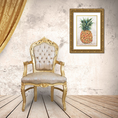 Tropic Pineapple Gold Ornate Wood Framed Art Print with Double Matting by Medley, Elizabeth