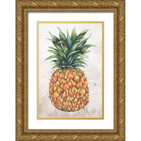 Tropic Pineapple Gold Ornate Wood Framed Art Print with Double Matting by Medley, Elizabeth