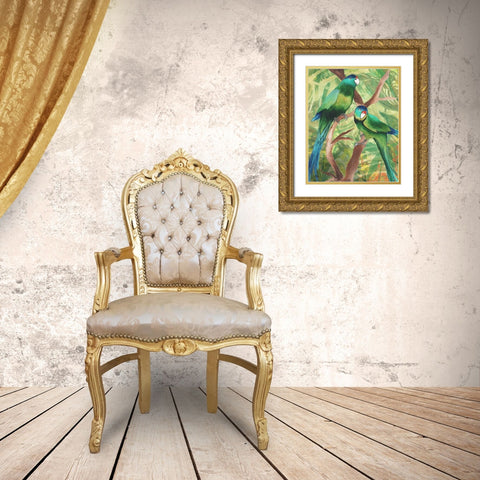 Tropical Birds II Gold Ornate Wood Framed Art Print with Double Matting by Medley, Elizabeth