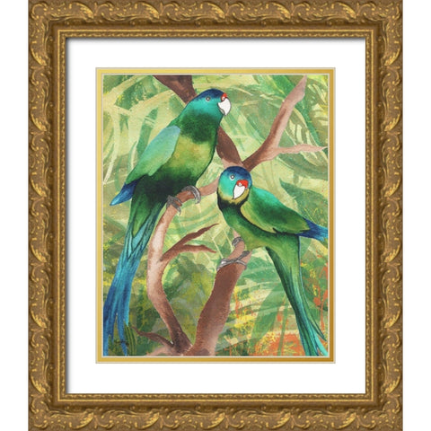 Tropical Birds II Gold Ornate Wood Framed Art Print with Double Matting by Medley, Elizabeth