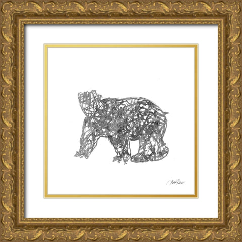 Winter Bear Gold Ornate Wood Framed Art Print with Double Matting by Ritter, Gina