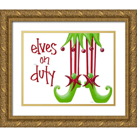 Elves on Duty Gold Ornate Wood Framed Art Print with Double Matting by Ritter, Gina