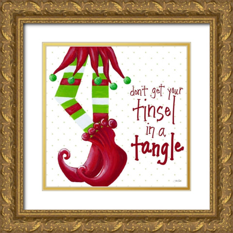 Tinsel In A Tangle on Dots Gold Ornate Wood Framed Art Print with Double Matting by Ritter, Gina