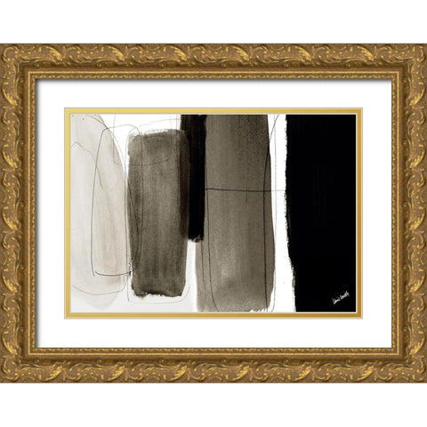 Dark Veil Abstract Gold Ornate Wood Framed Art Print with Double Matting by Loreth, Lanie