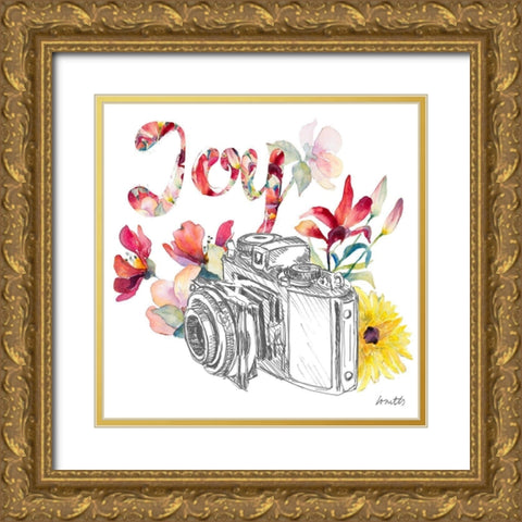 Blooming Camera Gold Ornate Wood Framed Art Print with Double Matting by Loreth, Lanie