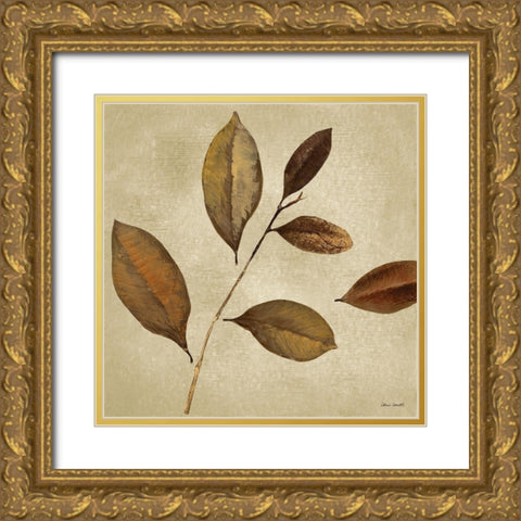 Antiqued Leaves I Gold Ornate Wood Framed Art Print with Double Matting by Loreth, Lanie