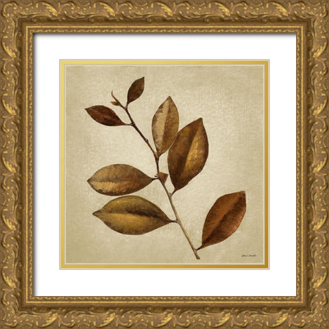 Antiqued Leaves II Gold Ornate Wood Framed Art Print with Double Matting by Loreth, Lanie