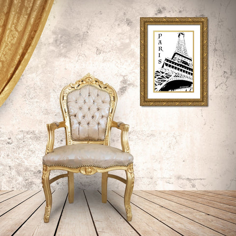 Modern Paris III Gold Ornate Wood Framed Art Print with Double Matting by Biscardi, Nicholas