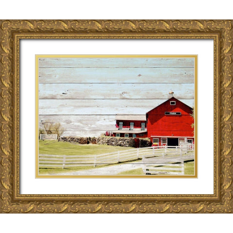 Farm Fence Gold Ornate Wood Framed Art Print with Double Matting by Biscardi, Nicholas