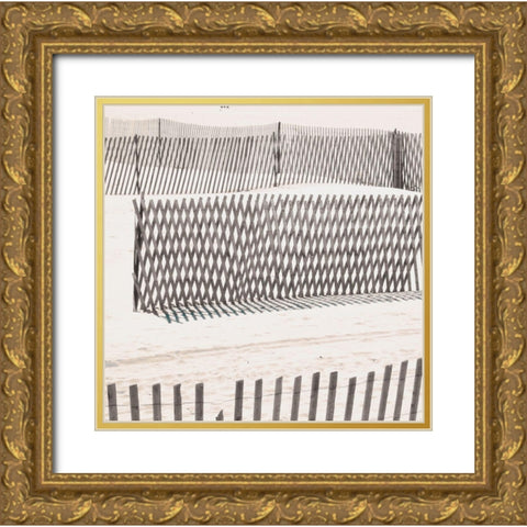 Beach Fence Gold Ornate Wood Framed Art Print with Double Matting by Biscardi, Nicholas