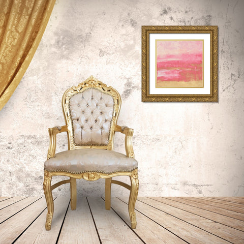 Pink and Gold Abstract Gold Ornate Wood Framed Art Print with Double Matting by Loreth, Lanie