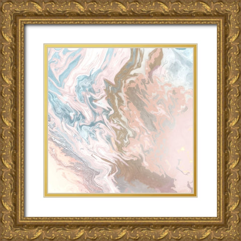 Elegant Pink Agate Gold Ornate Wood Framed Art Print with Double Matting by Mercado, M.