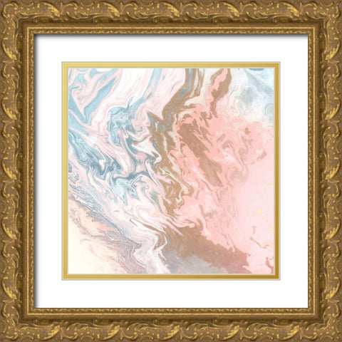 Soft Pink Agate Gold Ornate Wood Framed Art Print with Double Matting by Mercado, M.