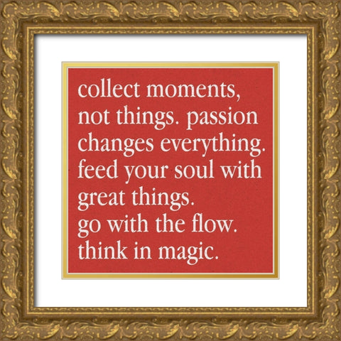 Collect Moments On Red Gold Ornate Wood Framed Art Print with Double Matting by SD Graphics Studio