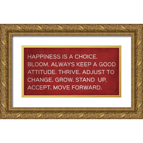 Happiness Is A Choice Gold Ornate Wood Framed Art Print with Double Matting by SD Graphics Studio