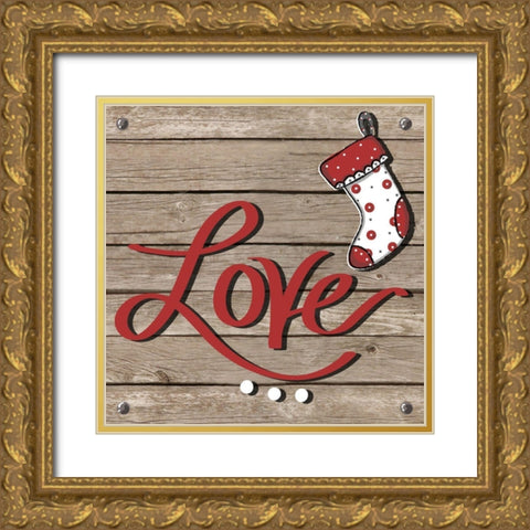 Holiday Feelings on Wood II Gold Ornate Wood Framed Art Print with Double Matting by Mosher, Deidre