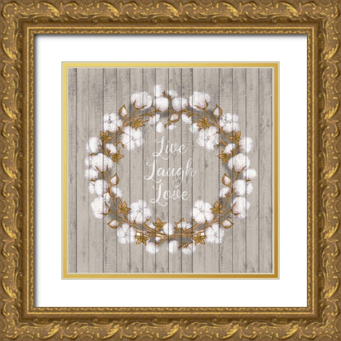 Cotton Wood Wreath Gold Ornate Wood Framed Art Print with Double Matting by Metz, Andi