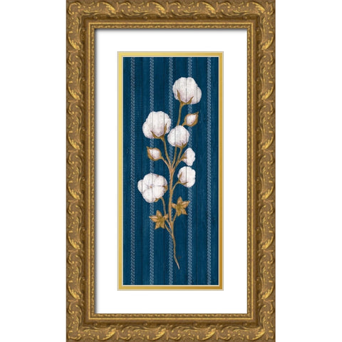 Cotton Wood Floral Stripe I Gold Ornate Wood Framed Art Print with Double Matting by Metz, Andi