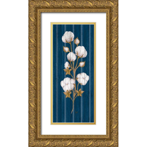 Cotton Wood Floral Stripe II Gold Ornate Wood Framed Art Print with Double Matting by Metz, Andi